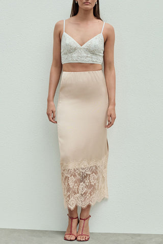 Lace-Trimmed Midi Skirt