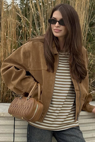 Zip-Front Casual Bomber Jacket