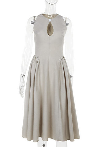 Keyhole Detail Casual Midi Dress