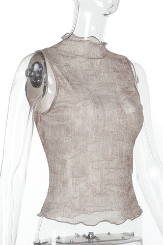 Sleeveless Mock-Neck Tank Top