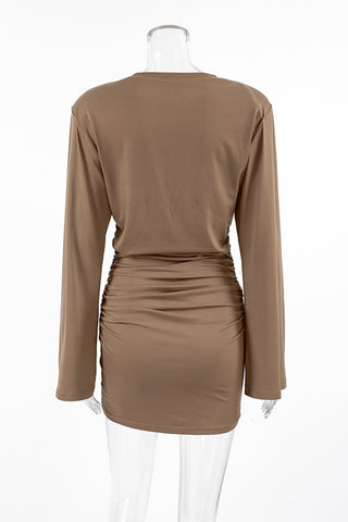 Long Sleeve Ruched Wrap Dress