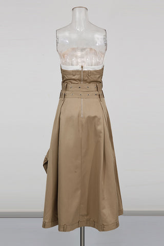 Strapless Double-Breasted Casual Dress