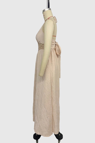 Halter Maxi Dress with Crochet Detail