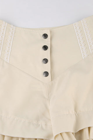 Lace-Up Ruffle Hem Casual Shorts