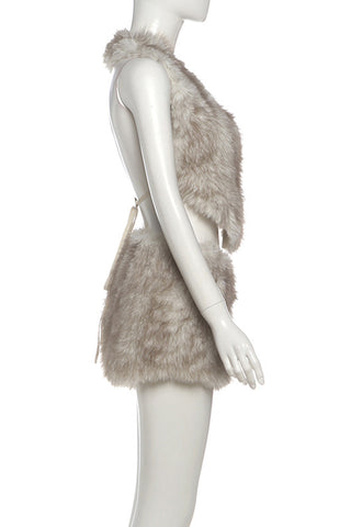 Faux Fur Vest and Shorts Set