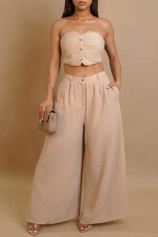 Strapless Wide-Leg Pant Set