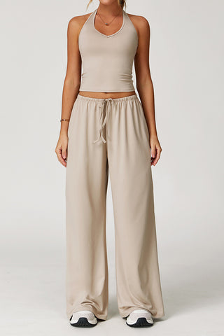 Halter Neck Wide-Leg Pants Set