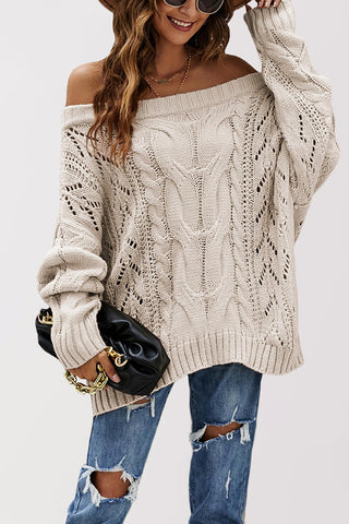 Cable-Knit Off-Shoulder Sweater