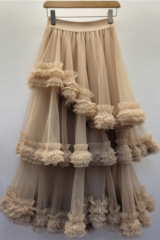 Layered Ruffle Maxi Skirt