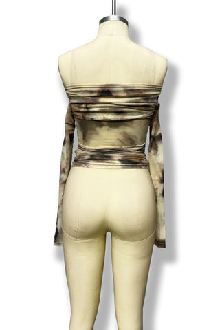 Off-Shoulder Ruched Long Sleeve Top