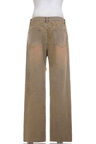 Distressed Wide-Leg Casual Pants