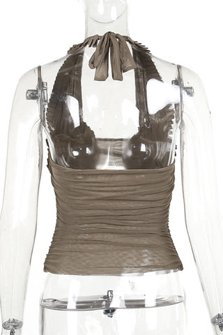 Ruffle Detail Halter Tank Top