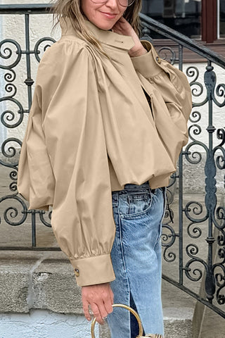 Cropped Buttoned Trench Coat