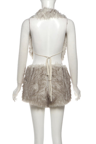 Faux Fur Vest and Shorts Set