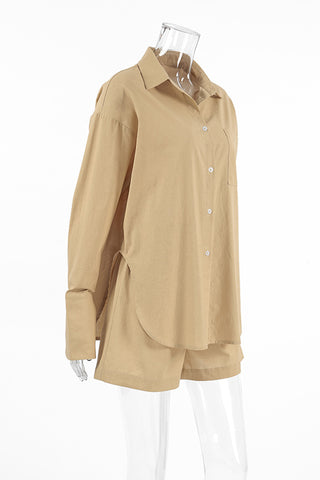 Relaxed Button-Front Short Set