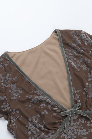 Floral Mesh V-Neck Dress