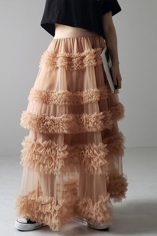 Layered Ruffle Maxi Skirt