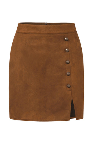 Button-Detail Mini Skirt
