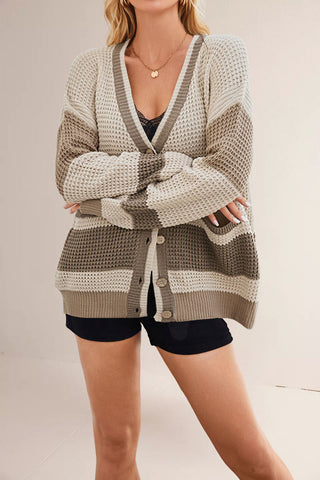 Button-Up Chevron Cardigan
