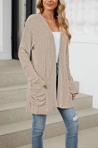 Open-Front Ribbed Cardigan