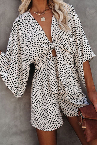 Tie-Front Patterned Romper