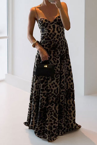 Leopard Print Spaghetti Strap Sundress