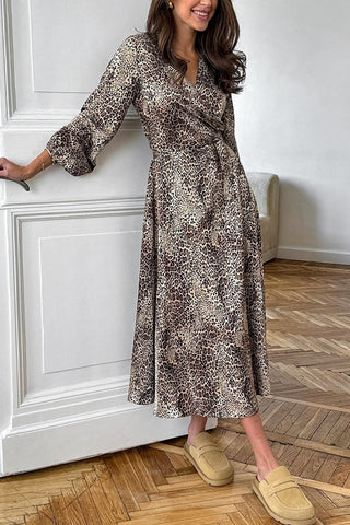 Animal Print Wrap Dress