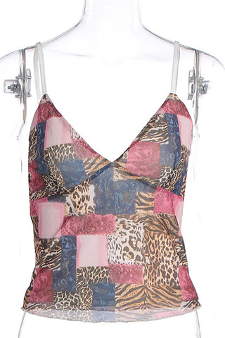 Patchwork Animal Print Cami Top