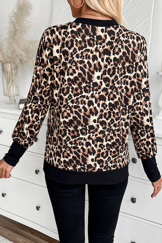 Houndstooth V-Neck Long Sleeve Top