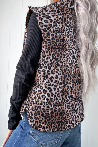 Zip-Front Leopard Print Vest