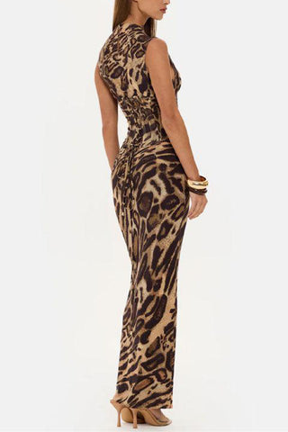 Chic Animal Print Skirt Set