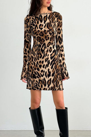 Leopard Print Long Sleeve Dress