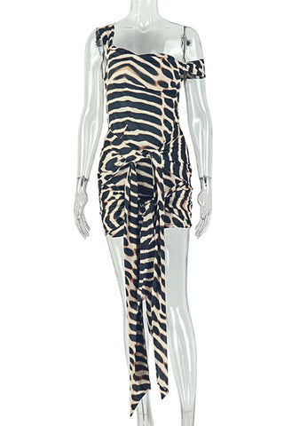 Off-Shoulder Tie Front Casual Dress
