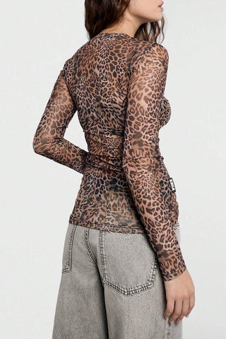 Leopard Print Long Sleeve Blouse