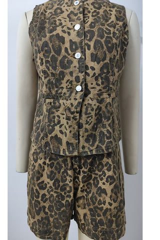Sleeveless Button-Front Short Set