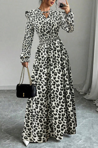 Wild-Print Maxi Dress with Ruffled Detail