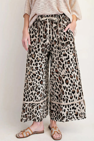Wide-Leg Leopard Casual Pants