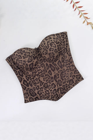 Leopard Strapless Bustier Top