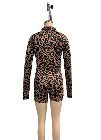 Zip-Front Long-Sleeve Shorts Set