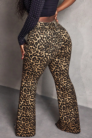 Leopard Print Flare Jeans