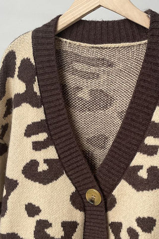 Button-Up Leopard Print Cardigan