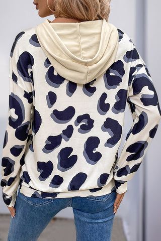 Cutout Leopard Print Hoodie Top