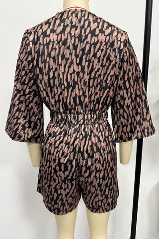 Tie-Front Patterned Romper