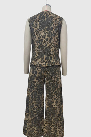 Sleeveless Button-Front Vest Set