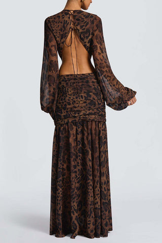 Draped Cutout Casual Maxi Dress