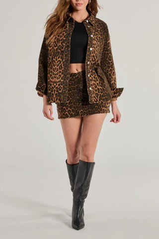 Leopard Print Denim Jacket
