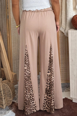Leopard Patchwork Wide Leg Pants