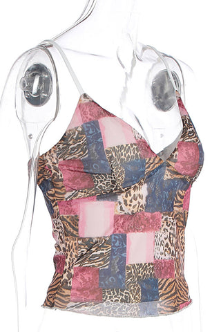 Patchwork Animal Print Cami Top