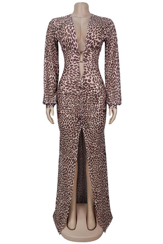 Plunge-Front Wrap Maxi Dress
