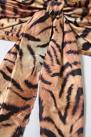 Strapless Bow Animal Print Top